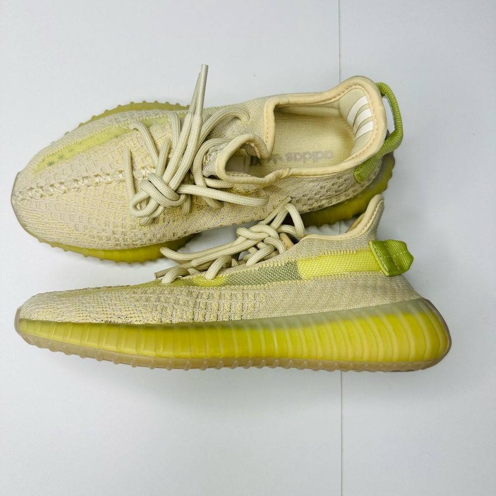 Adidas Cream and Yellow Sneakers with Knit Upper and Boost Sole